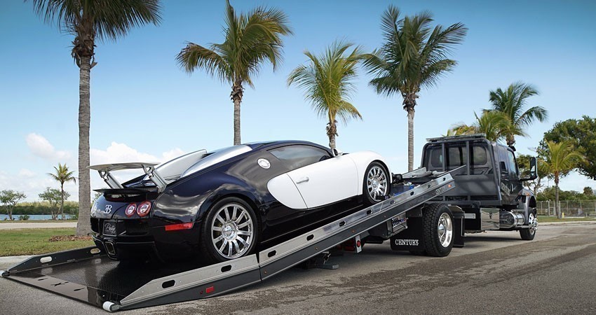 Car on trailer transport